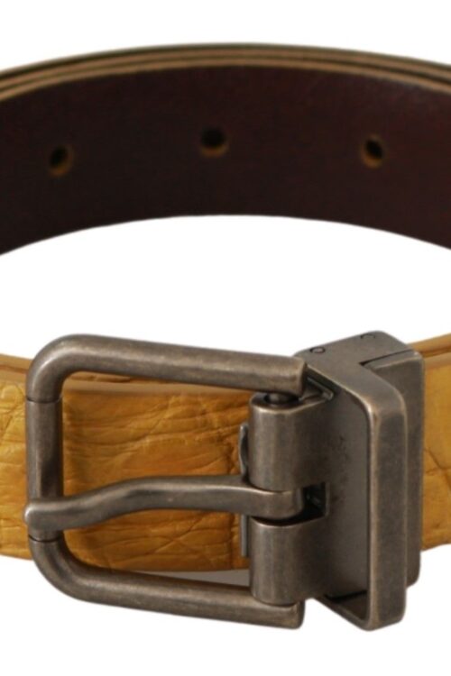 Dolce & Gabbana Exotic Yellow Animal Pattern Leather Belt