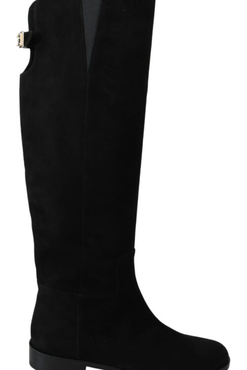 Dolce & Gabbana Elegant Black Suede Knee High Boots