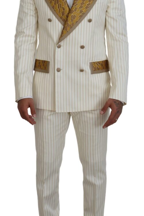Dolce & Gabbana Elegant Off White Double Breasted Suit