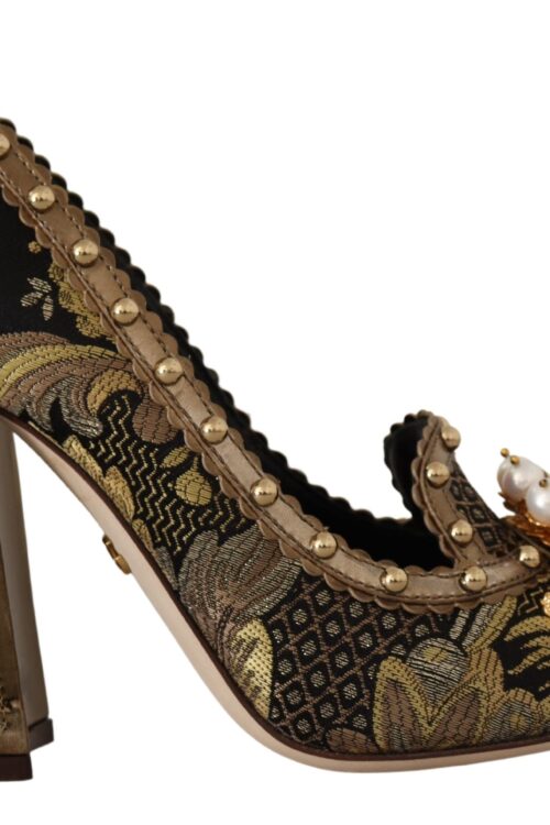 Dolce & Gabbana Elegant Gold Jacquard Brocade Pumps