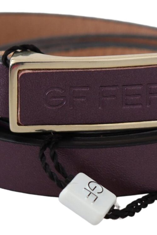 GF Ferre Elegant Maroon Leather Belt with Gold-Tone Buckle