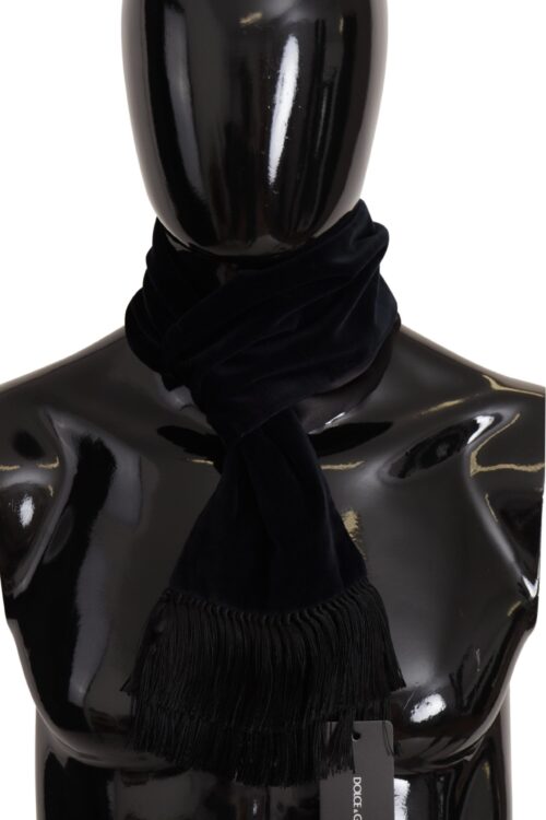 Dolce & Gabbana Elegant Dark Blue Cotton Silk Men’s Scarf