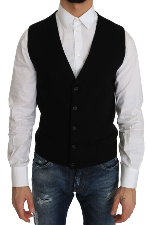 Dolce & Gabbana Sleek Black Cotton Formal Vest