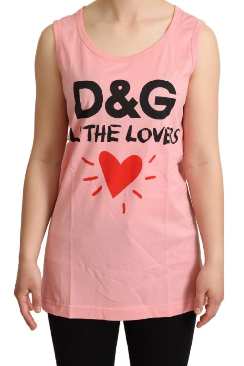 Dolce & Gabbana Chic Pink Motive Print Crewneck Tee