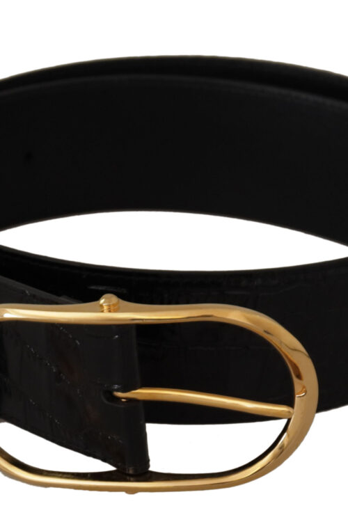 Dolce & Gabbana Chic Black Leather Logo Belt