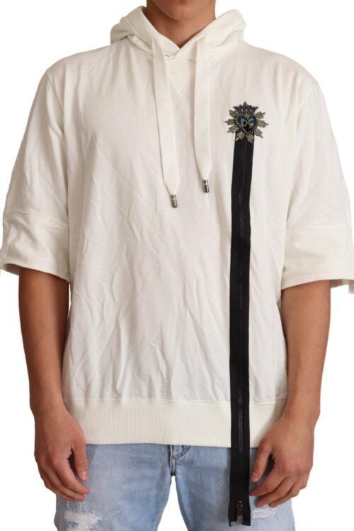 Dolce & Gabbana Exquisite Off-White Cotton Hooded Sweater