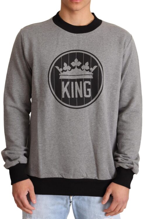 Dolce & Gabbana Elegant Gray Crown Motif Crewneck Sweater