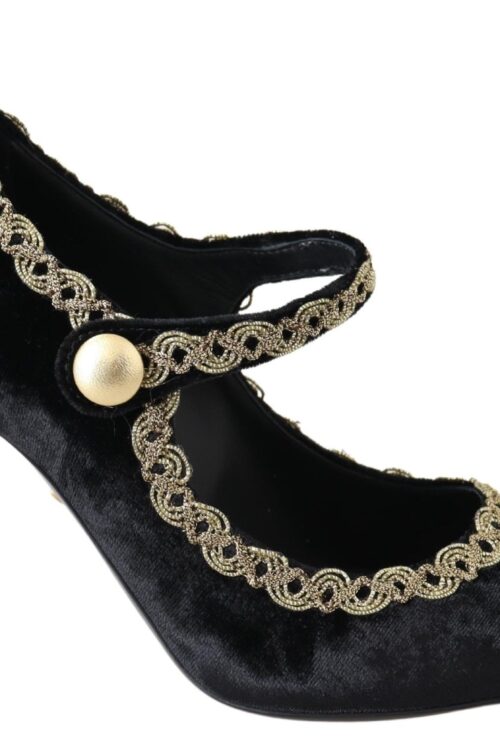 Dolce & Gabbana Elegant Velvet Patent Embroidered Pumps