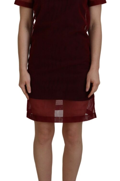 Dolce & Gabbana Maroon Mini Shift Dress – Italian Elegance