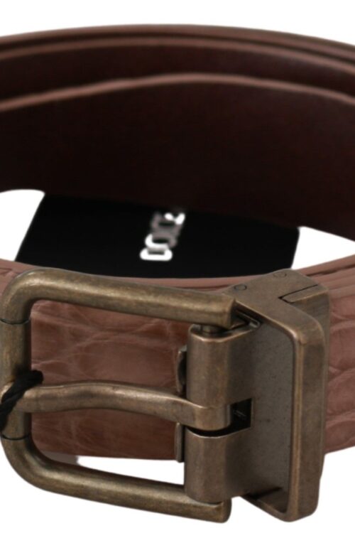 Dolce & Gabbana Elegant Exotic Skin Brushed Gold Buckle Belt