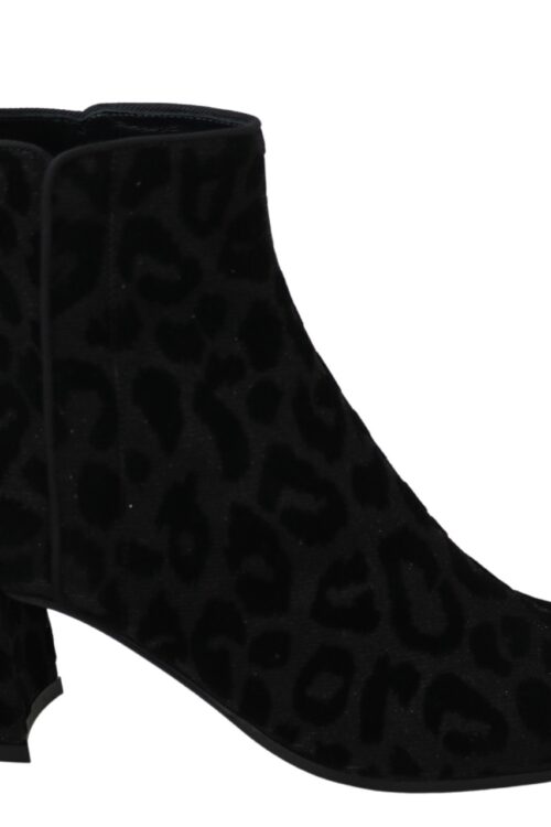 Dolce & Gabbana Elegant Black Leopard Print Short Boots