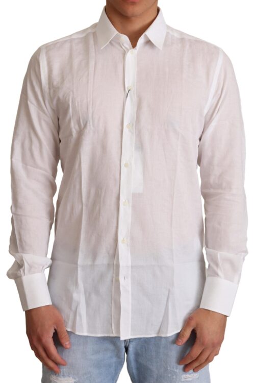 Dolce & Gabbana Elegant White Slim Fit Martini Dress Shirt