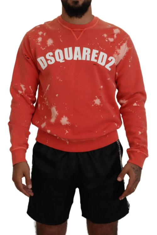 Dsquared² Orange Printed Long Sleeves Pullover Sweater