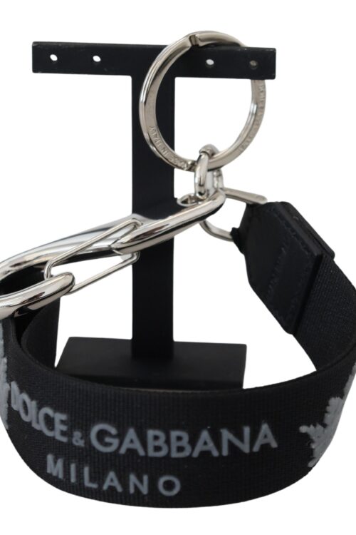 Dolce & Gabbana Elegant Black Charm Keychain with Brass Accents
