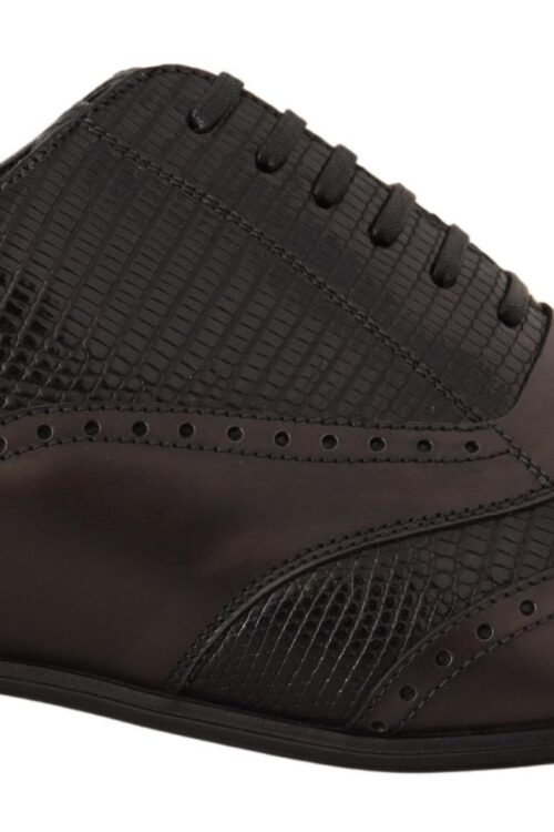 Dolce & Gabbana Elegant Brown Lizard Leather Oxford Shoes