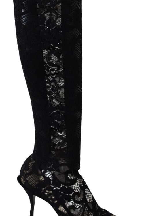Dolce & Gabbana Elegant Black Stretch Sock Pumps