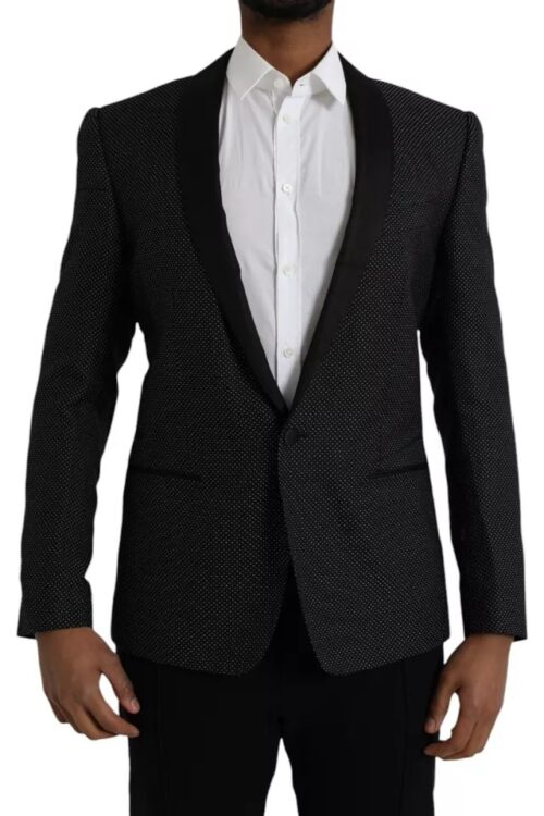 Dolce & Gabbana Black Jacquard MARTINI Single Breasted Coat Blazer