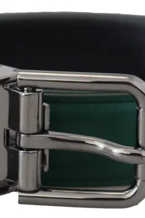 Dolce & Gabbana Green Calf Leather Silver Tone Metal Buckle Belt