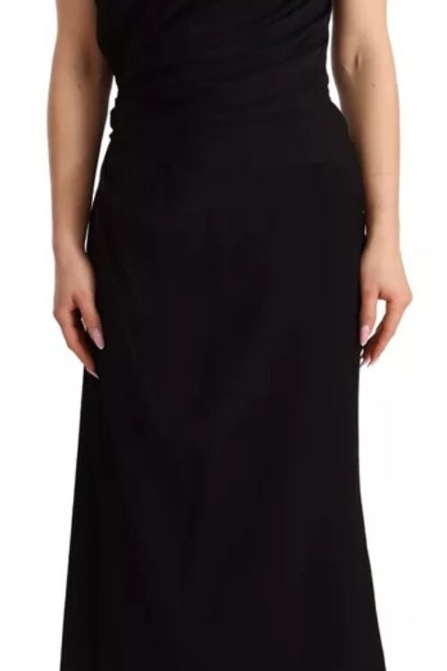 Dolce & Gabbana Black Silk Stretch Strapless Sheath Midi Dress
