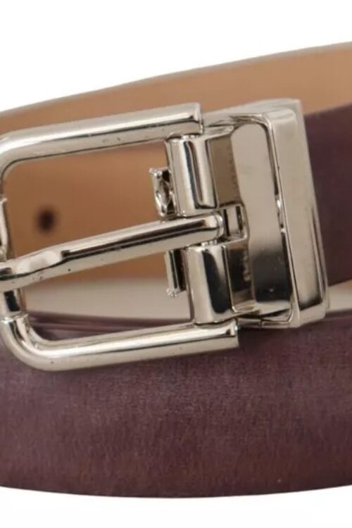 Dolce & Gabbana Brown Classic Leather Silver Logo Metal Buckle Belt