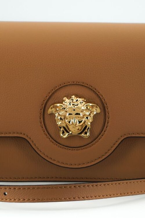 Versace Elegant Calf Leather Shoulder Bag in Brown