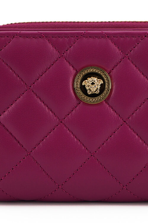 Versace Elegant Purple Quilted Leather Wallet