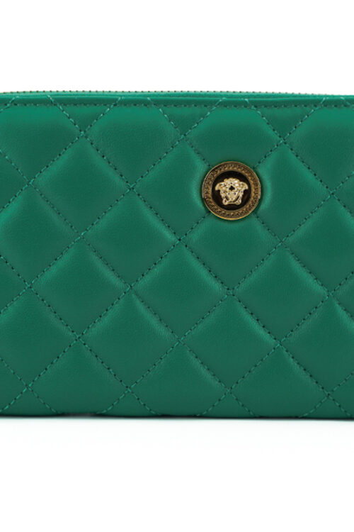 Versace Elegant Quilted Leather Zip Wallet