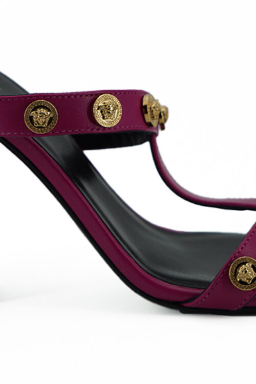 Versace Elegant Purple Calf Leather High Sandals