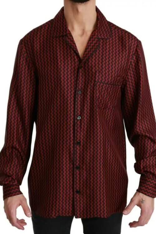 Dolce & Gabbana Black Red Zigzag Pattern Casual Shirt