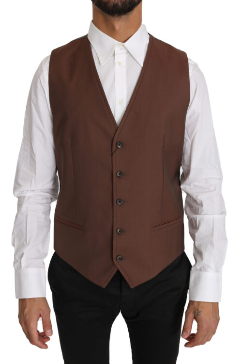 Dolce & Gabbana Sleek Bronze & Gray Formal Vest Slim Fit