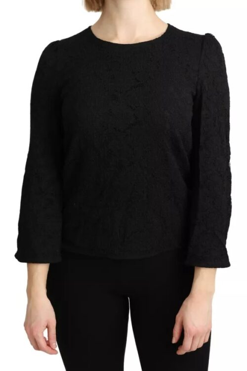Dolce & Gabbana Black Lace Long Sleeves Blouse STAFF Top
