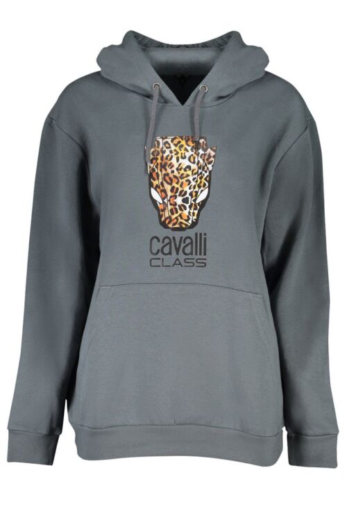 Cavalli Class Elegant Hooded Fleece Sweatshirt in Gray