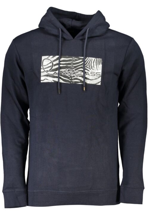 Cavalli Class Elegant Blue Hooded Sweatshirt – Cozy & Stylish