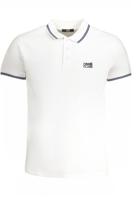 Cavalli Class White Cotton Polo Shirt