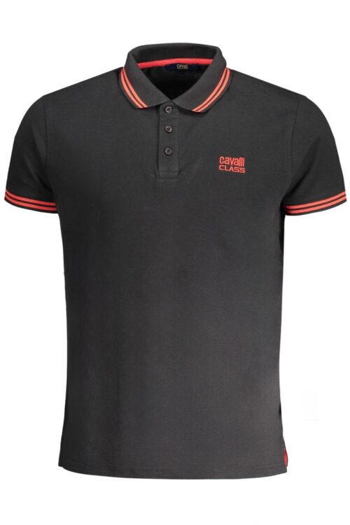 Cavalli Class Black Cotton Polo Shirt