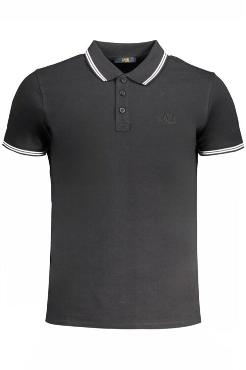 Cavalli Class Black Cotton Polo Shirt