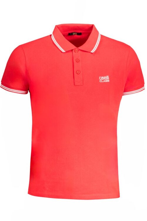 Cavalli Class Red Cotton Polo Shirt