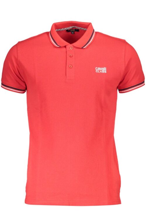 Cavalli Class Red Cotton Polo Shirt