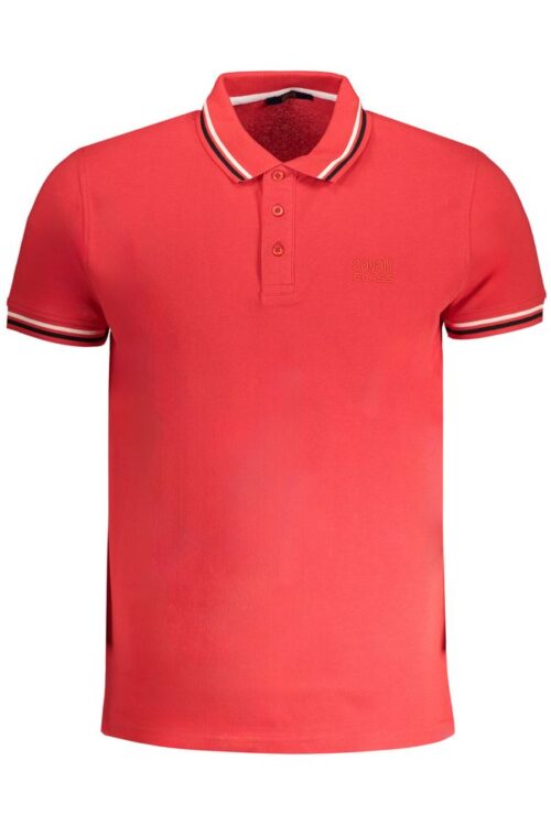 Cavalli Class Red Cotton Polo Shirt