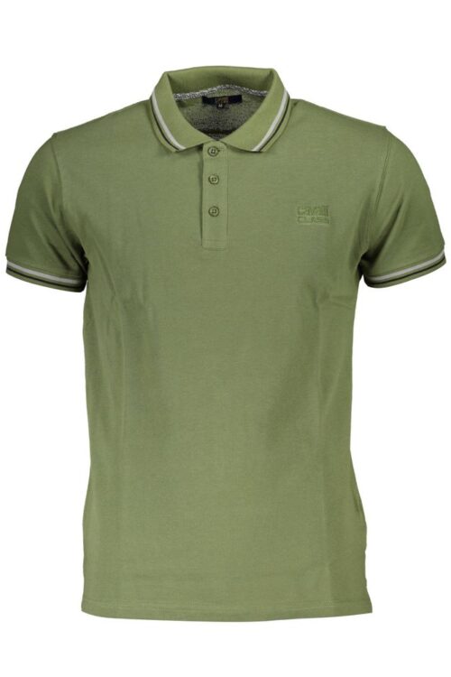 Cavalli Class Green Cotton Polo Shirt