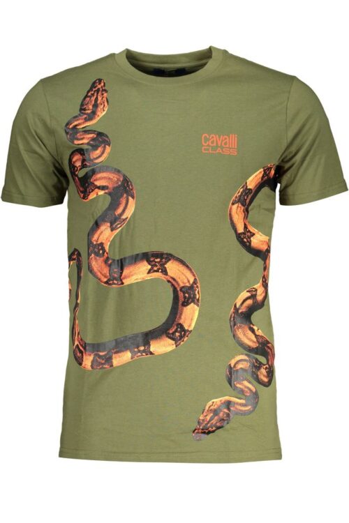 Cavalli Class Green Cotton T-Shirt