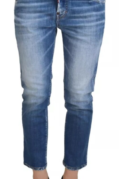 Dsquared² Blue Cotton Low Waist Cropped Cool Girl Denim Jeans
