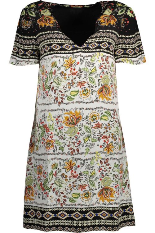 Desigual Elegant V-Neck Short Dress with Logo Detail