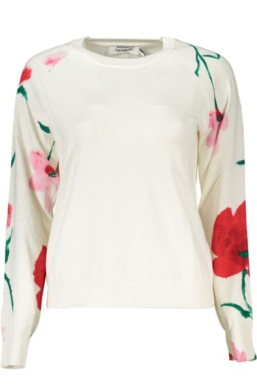 Desigual Elegant Crew Neck Sweater with Contrast Details