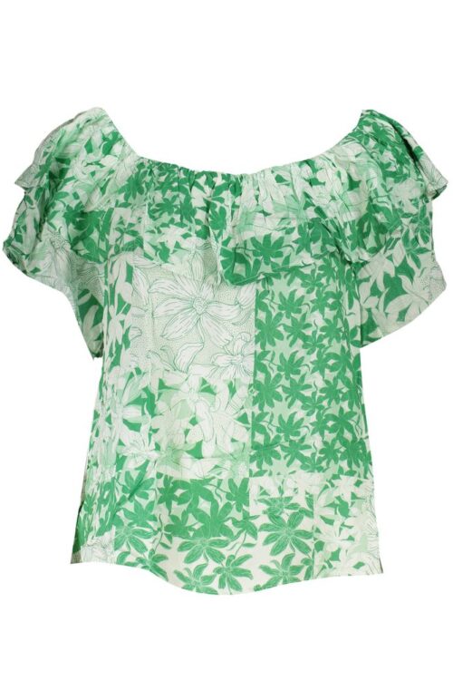 Desigual Green Boho Chic Patterned Tee with Logo