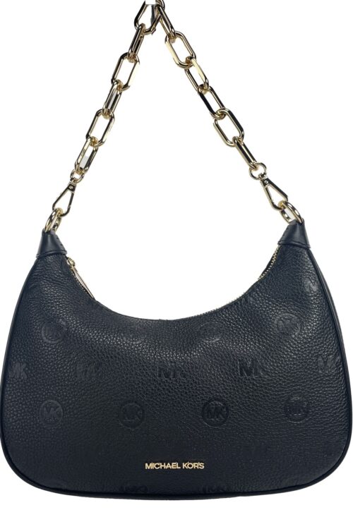 Michael Kors Cora Large Black Pouchette Chain Shoulder Crossbody Bag