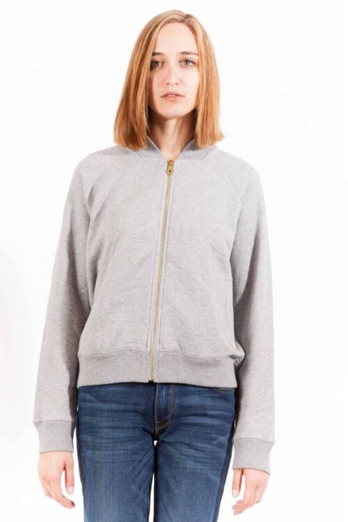 Gant Chic Gray Zippered Cotton Sweatshirt with Logo