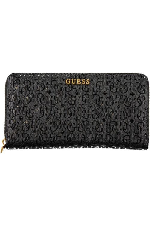 Guess Jeans Elegant Black Polyethylene Wallet with Zip Closure