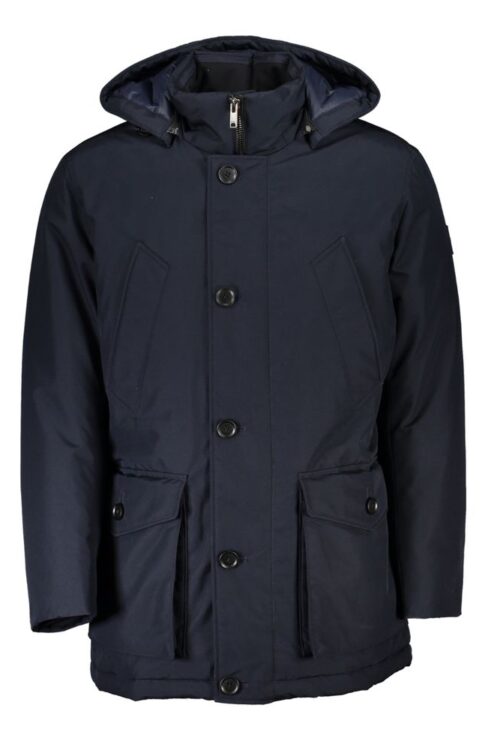 Hugo Boss Sleek Blue Long-Sleeve Jacket with Hood