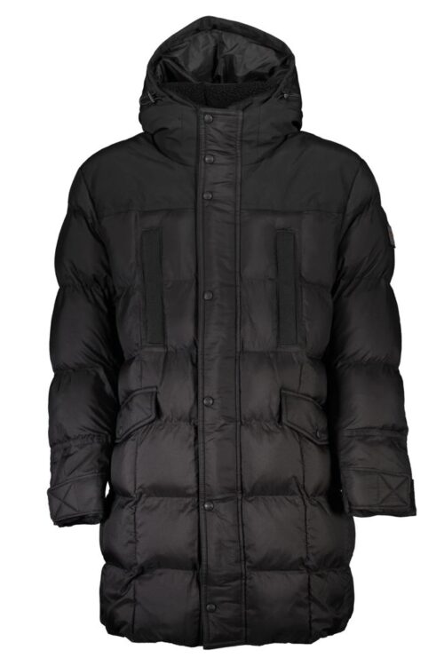 Hugo Boss Sleek Hooded Black Polyamide Jacket